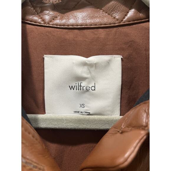 NWT Wilfred Aritzia Cognac The Ganna™ Shirt Jacket Vegan Leather Sz XS - Picture 4 of 9